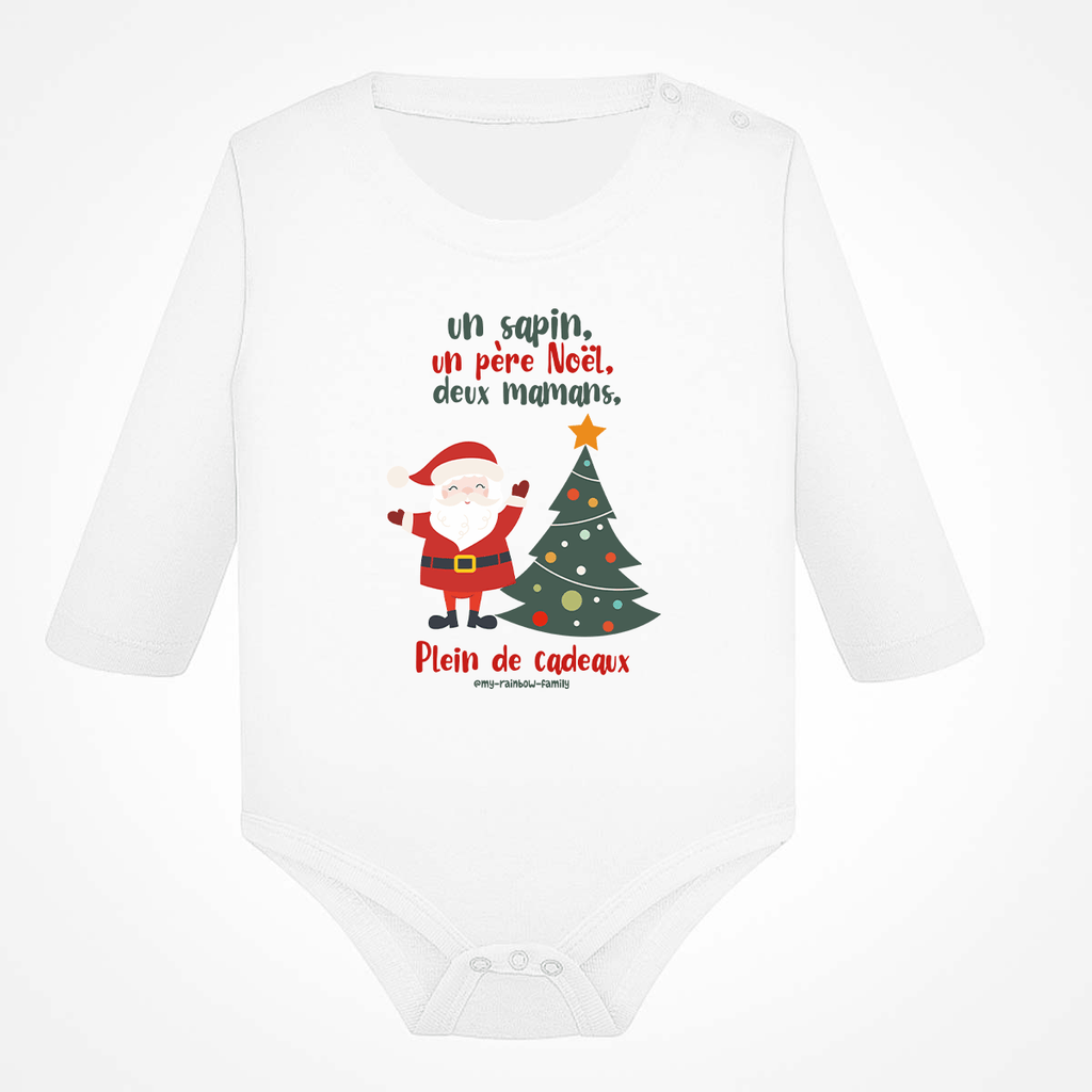 Body long coton - Un sapin, un père Noël, deux mamans