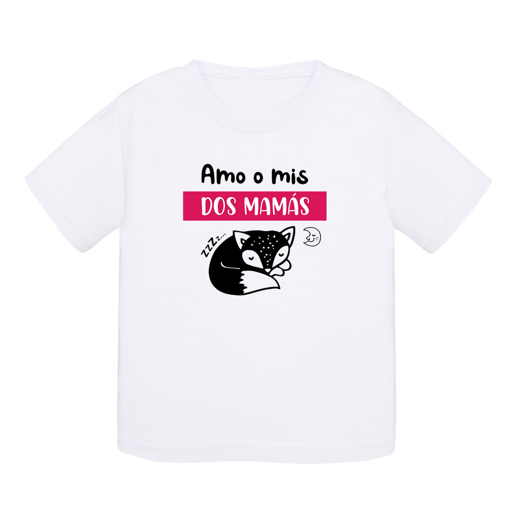Camiseta bebé algodón - Amo a mis dos madres - Rosa - My Rainbow Family - Boutique homoparentalité