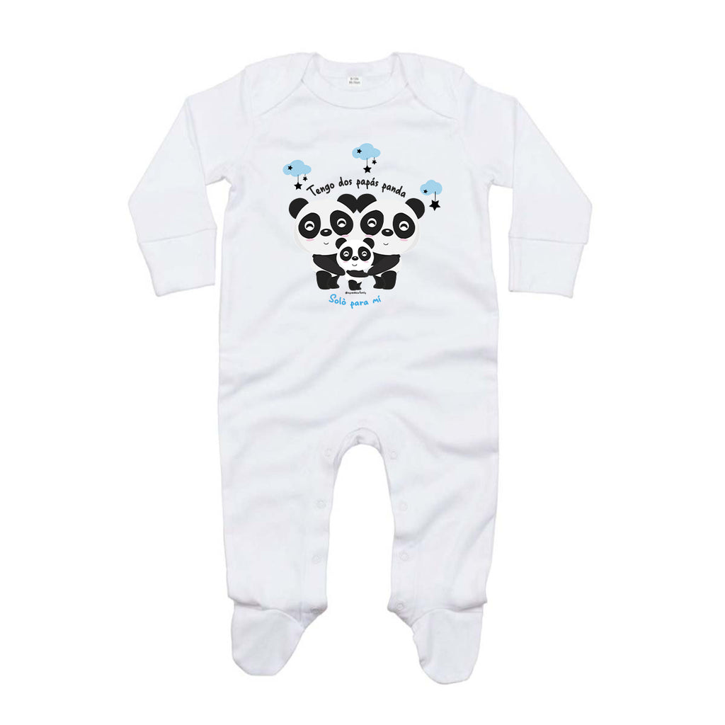 Pijama algodón orgánico - Dos papás panda - Azul