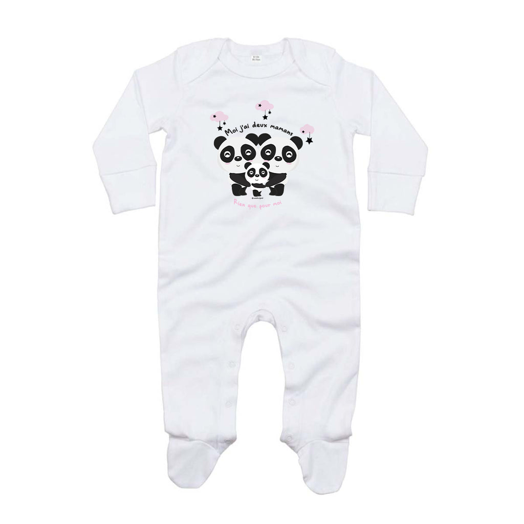 Pyjama coton bio - Deux mamans pandas - Rose - My Rainbow Family - Boutique homoparentalité