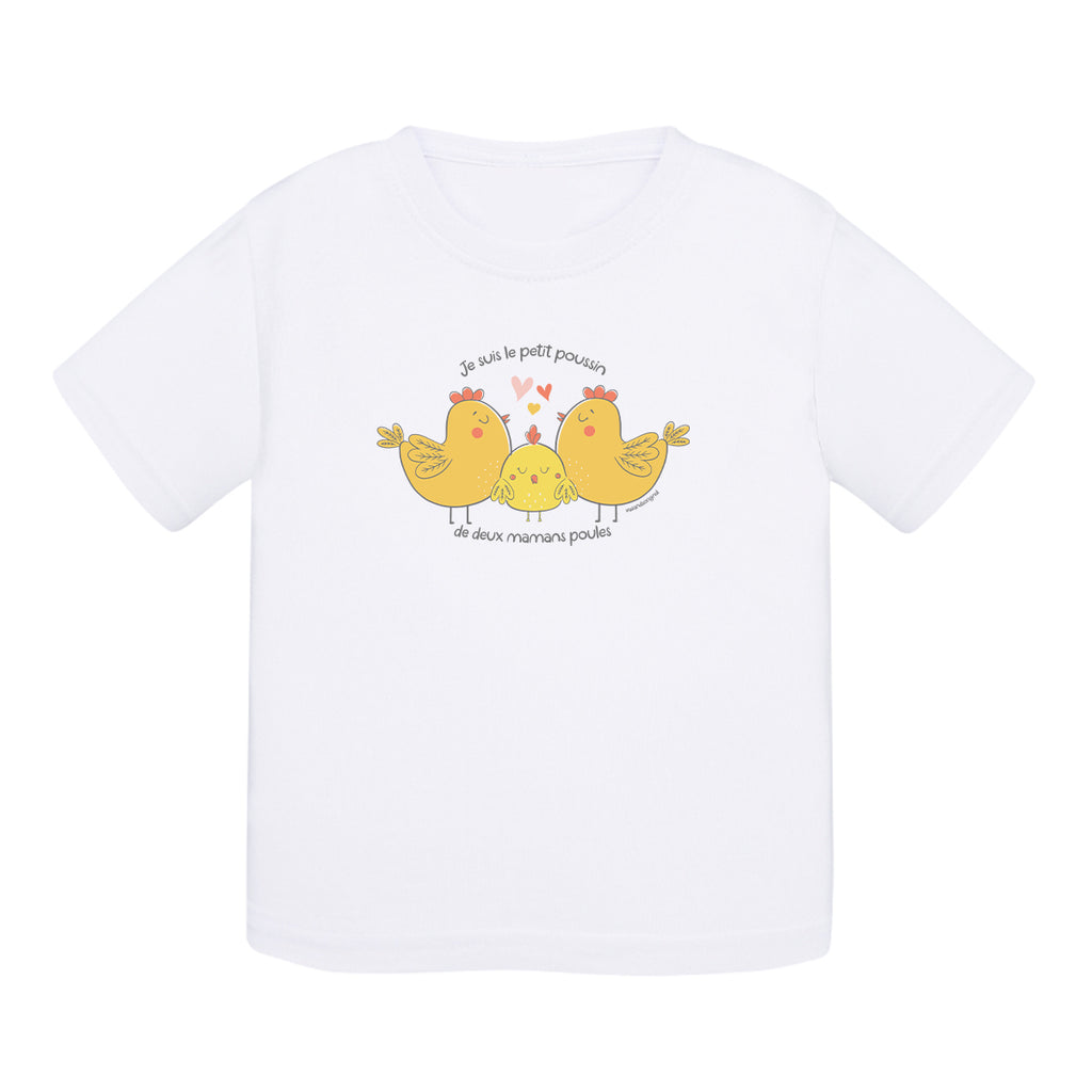 T-shirt bébé coton - Mamans poules - My Rainbow Family - Boutique homoparentalité
